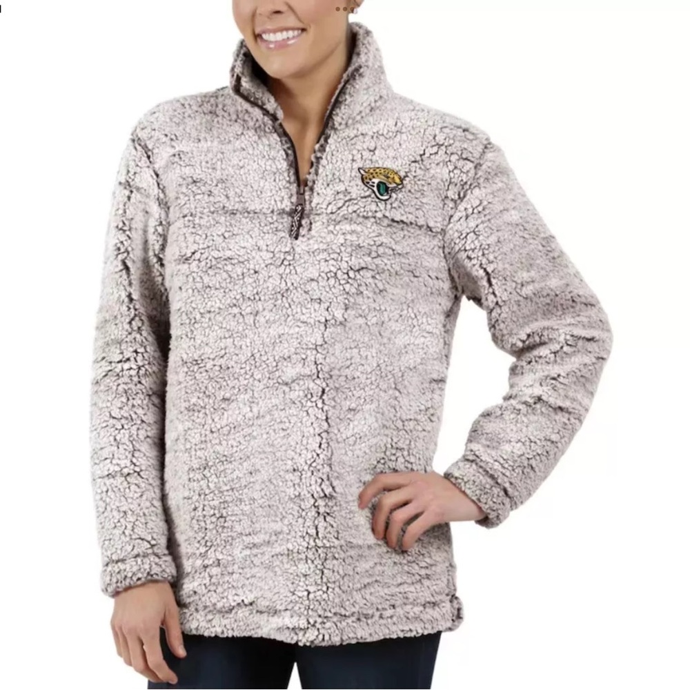 Jacksonville Jaguars Womens Jacket Size Large 1/4 Zip Sherpa Pullover GIII New